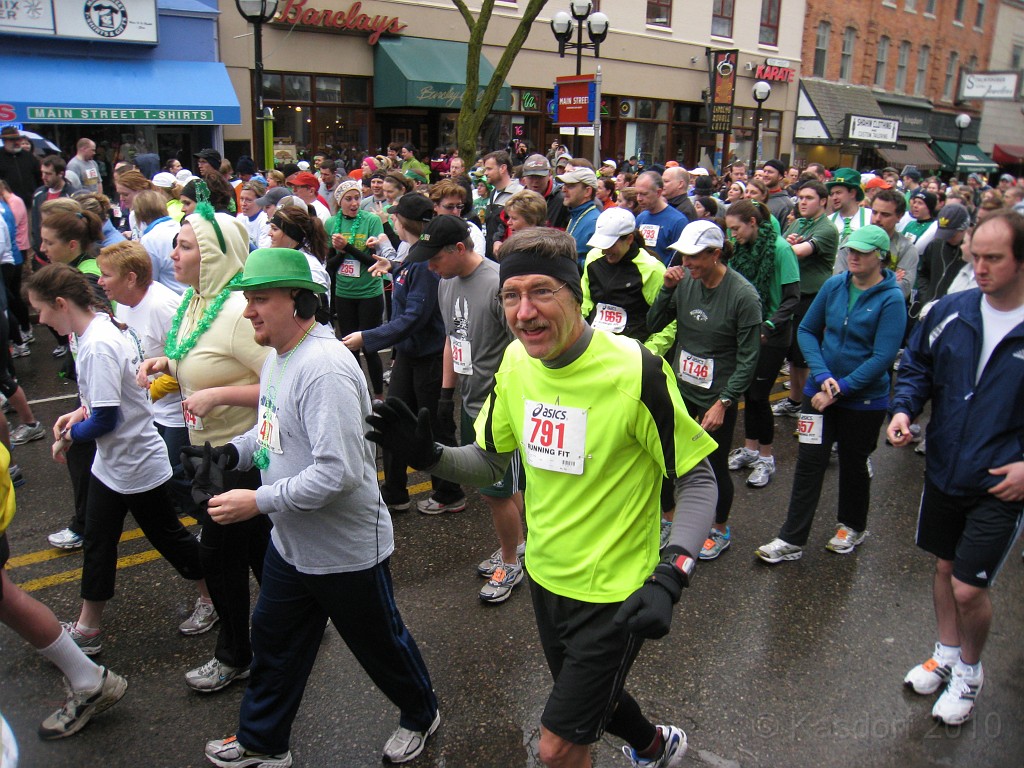 Shamrocks and Shenanigans 5K 2010 0250.jpg - The 2010 Shamrocks and Shenanigans 5K race in Ann Arbor MI. Cool and damp, and crowded. Hoorah!! We are off!!!